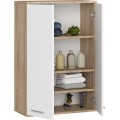Závěsná koupelnová skříňka Fin W64 64 cm bílá/dub sonoma II