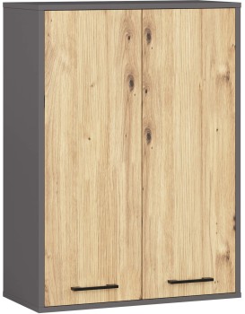 Závěsná koupelnová skříňka Fin W64 64 cm grafit/dub artisan