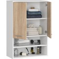 Závěsná koupelnová skříňka Fin W64 2D 64 cm bílá/dub sonoma
