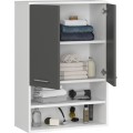 Závěsná koupelnová skříňka Fin W64 2D 64 cm bílá/grafit