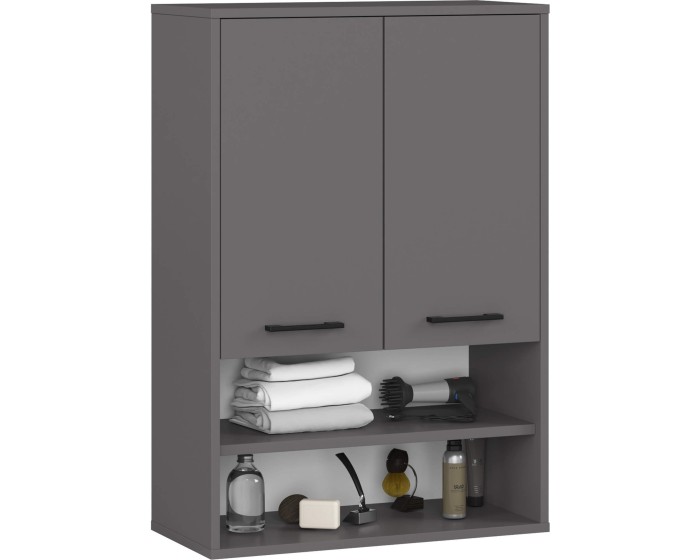 Závěsná koupelnová skříňka Fin W64 2D 64 cm grafit