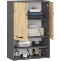 Závěsná koupelnová skříňka Fin W64 2D 64 cm grafit/dub artisan