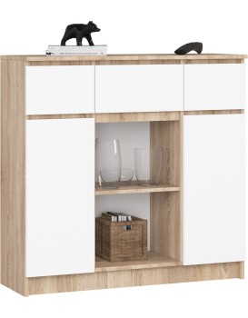 Komoda Baros 100 cm dub sonoma/bílá