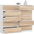 Komoda Kuba 140 cm 10 šuplíků bílá/dub sonoma
