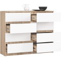 Komoda Kuba 120 cm 8 šuplíků dub sonoma/bílá