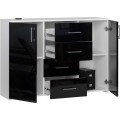 Komoda Torvi K 110 cm bílá/černá lesklá