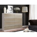 Komoda Kuba 120 cm 8 šuplíků bílá/sonoma