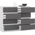 Komoda Kuba 120 cm 8 šuplíků bílá/grafitová