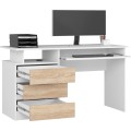 Volně stojící psací stůl CLP 135 cm bílý/dub sonoma