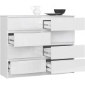 Komoda Kuba 120 cm 8 šuplíků bílá lesk