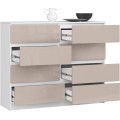 Komoda Kuba 120 cm 8 šuplíků bílá/cappuccino