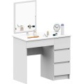 Kosmetický stolek se zrcadlem T-6 90x50 cm bílý pravý