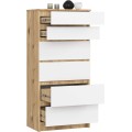 Komoda Kuba 60 cm - 6 šuplíků dub artisan/bílá