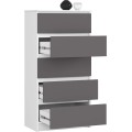 Komoda Kuba 60 cm - 5 šuplíků bílá/grafitová