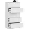 Komoda Kuba 60 cm - 5 šuplíků bílá lesk