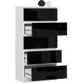 Komoda Kuba 60 cm - 5 šuplíků bílá/černá
