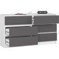 Komoda Kuba 140 cm 6 šuplíků bílá/grafitová