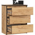 Komoda Kuba 60 cm se 3 zásuvkami dub craft zlatý