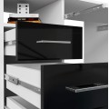 Volně stojící psací stůl Ana 124 cm bílý/černý lesk