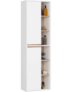 Závěsná koupelnová skříňka VAMI 50 cm bílá/dub sonoma