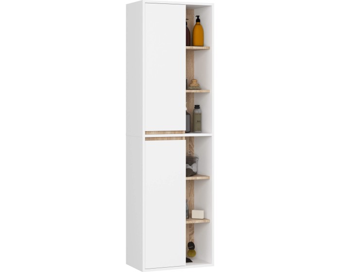 Závěsná koupelnová skříňka VAMI 50 cm bílá/dub sonoma