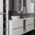 Závěsná koupelnová skříňka se zrcadlem VAMI 90 cm bílá/dub sonoma