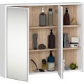Závěsná koupelnová skříňka se zrcadlem VAMI 90 cm bílá/dub sonoma