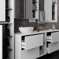Závěsná koupelnová skříňka se zrcadlem VAMI 90 cm bílá/šedý grafit