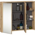 Závěsná koupelnová skříňka se zrcadlem VAMI 90 cm dub artisan/šedý grafit