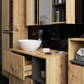Závěsná koupelnová skříňka se zrcadlem VAMI 90 cm dub artisan/šedý grafit