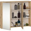 Závěsná koupelnová skříňka se zrcadlem VAMI 90 cm dub artisan/kašmírová