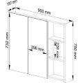 Závěsná koupelnová skříňka se zrcadlem VAMI 90 cm dub craft/černá