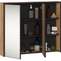 Závěsná koupelnová skříňka se zrcadlem VAMI 90 cm dub craft/černá