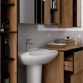 Závěsná koupelnová skříňka se zrcadlem VAMI 90 cm dub craft/černá