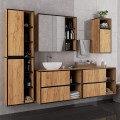 Závěsná koupelnová skříňka se zrcadlem VAMI 90 cm dub craft/černá