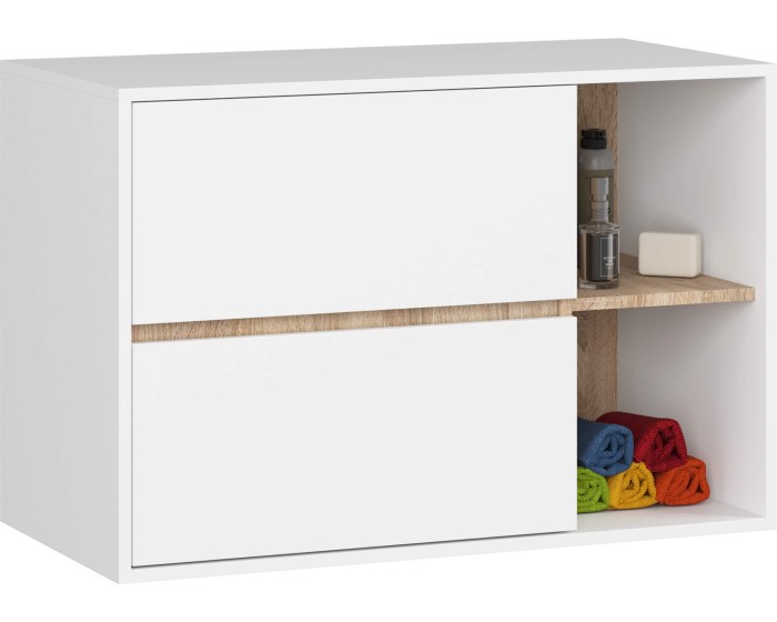 Závěsná skříňka pod umyvadlo VAMI 90 cm bílá/dub sonoma