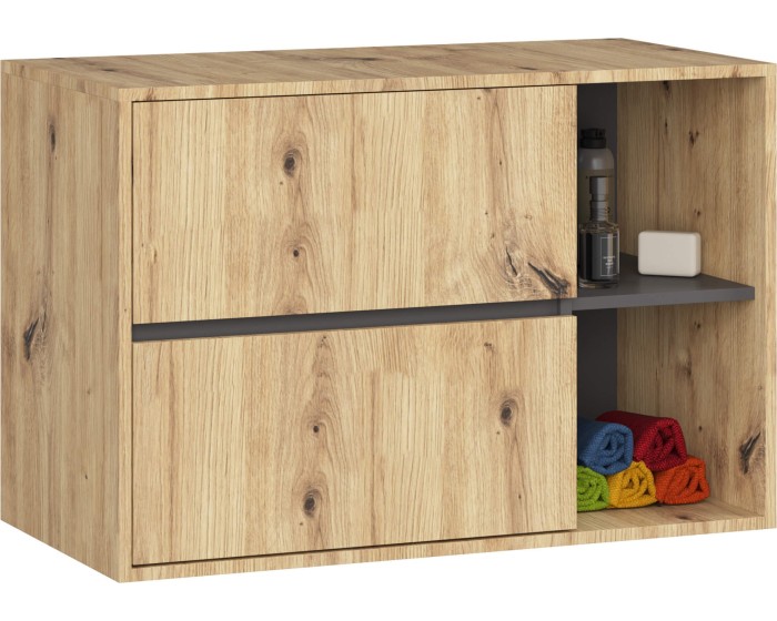 Závěsná skříňka pod umyvadlo VAMI 90 cm dub artisan/grafitová