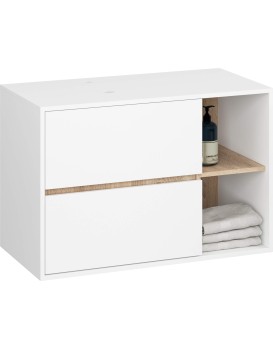 Závěsná skříňka pod umyvadlo VAMI s otvory 90 cm bílá/dub sonoma