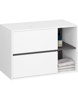 Závěsná skříňka pod umyvadlo VAMI s otvory 90 cm bílá/šedý grafit