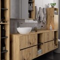 Závěsná skříňka pod umyvadlo VAMI s otvory 90 cm dub artisan/šedý grafit