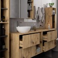 Závěsná skříňka pod umyvadlo VAMI s otvory 90 cm dub artisan/šedý grafit