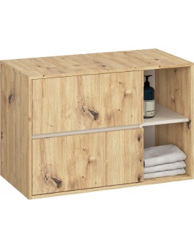 Závěsná skříňka pod umyvadlo VAMI s otvory 90 cm dub artisan/kašmír
