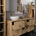 Závěsná skříňka pod umyvadlo VAMI s otvory 90 cm dub artisan/kašmír