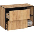 Závěsná skříňka pod umyvadlo VAMI s otvory 90 cm dub craft/černá