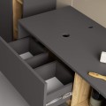 Závěsná skříňka pod umyvadlo VAMI s otvory 90 cm šedý grafit/dub artisan