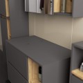 Závěsná skříňka pod umyvadlo VAMI s otvory 90 cm šedý grafit/dub artisan
