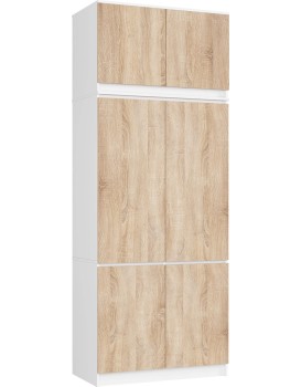 Šatní skříň s nástavcem Star 02 90 cm bílá/dub Sonoma