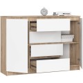 Komoda Kryštof 140 cm 2 skříňky a 4 šuplíky dub sonoma/bílá