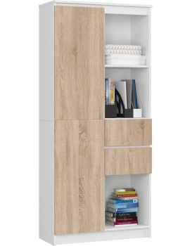 Skříň Rexa II 80 cm bílá/dub sonoma