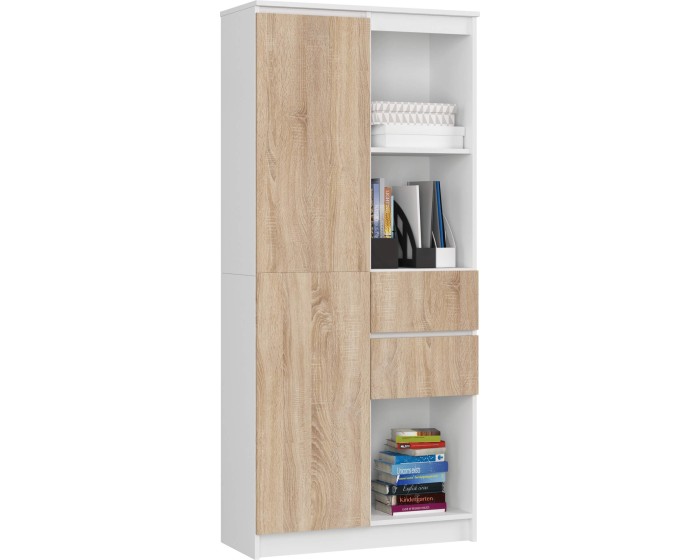 Skříň Rexa II 80 cm bílá/dub sonoma